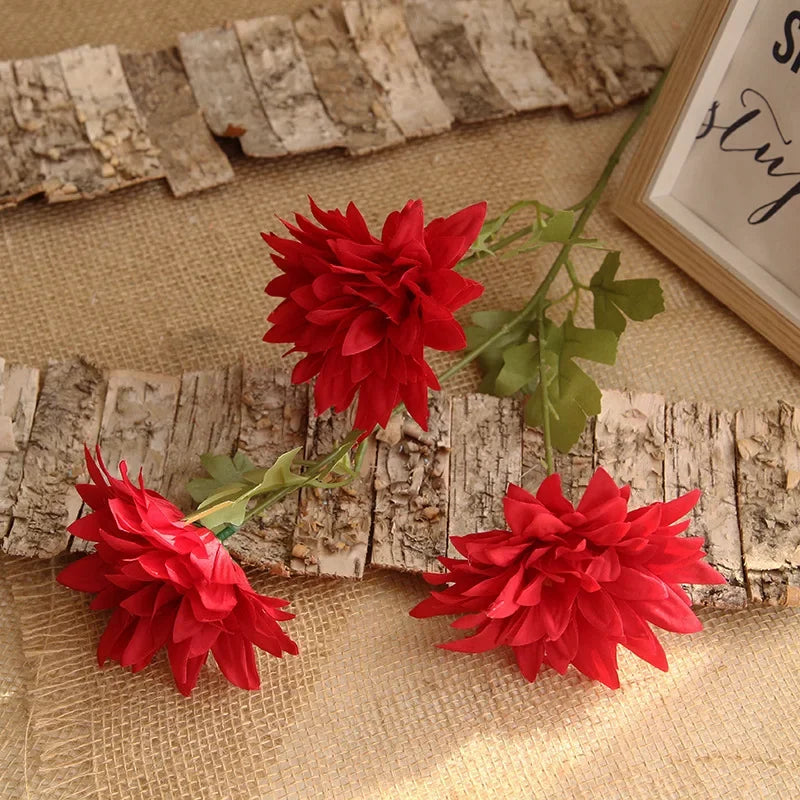 lot de 4 branches de dahlia artificielles en soie décoratives - vue 5 sur 7