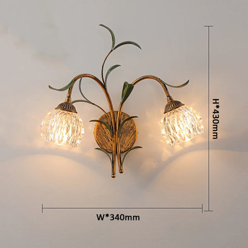 applique murale style américain rétro bronze cristal romantique pastorale