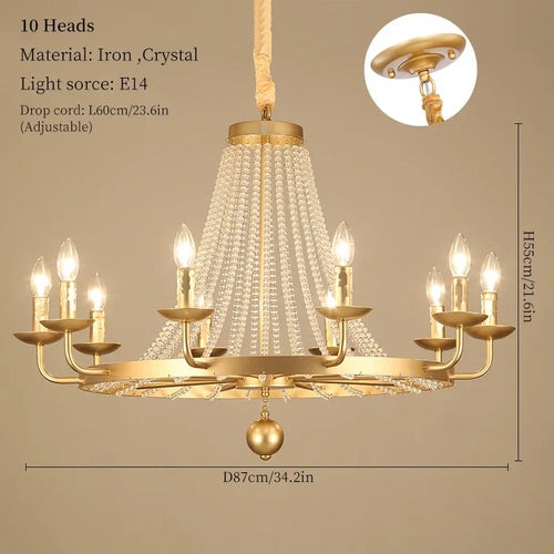 Nordic LED crystal chandelier for home decoration, bedroom and restaurant lighting, romantic and warm luxury crystal chandelier - vue 10 sur 10