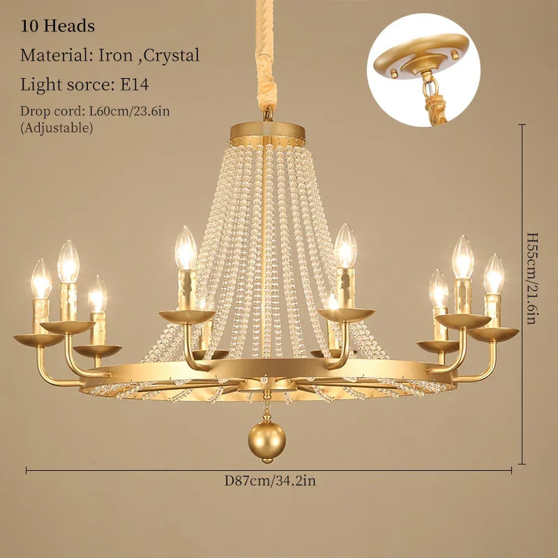 Nordic LED crystal chandelier for home decoration, bedroom and restaurant lighting, romantic and warm luxury crystal chandelier - vue 9 sur 10