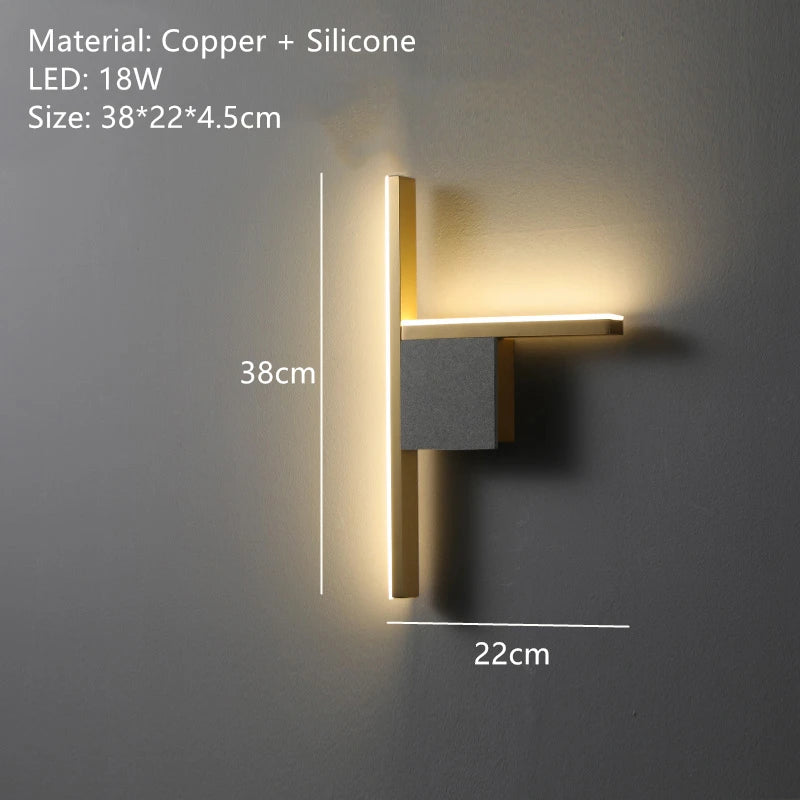 Minimalist copper LED wall light for decorative ambience - vue 14 sur 14