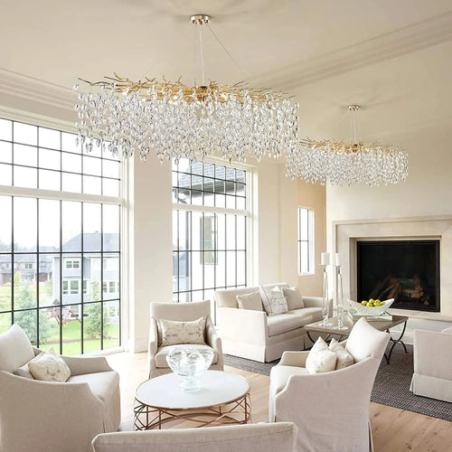lustre en cristal de luxe avec branches led pour intérieur moderne - vue 3 sur 14