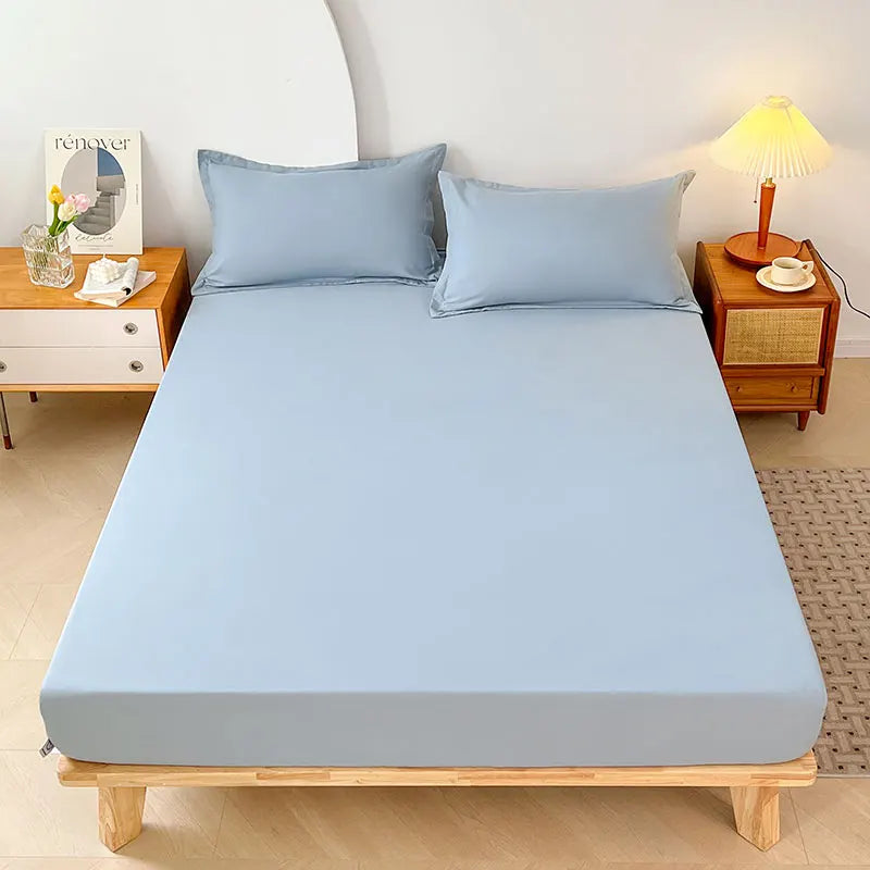 1PC Plain Color Waterproof Mattress Cover,Polyester Material, Thin Breathable,Bedroom，Four Seasons Apply - vue 11 sur 13