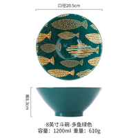 Bol ramen japonais ceramique motif floral 12l