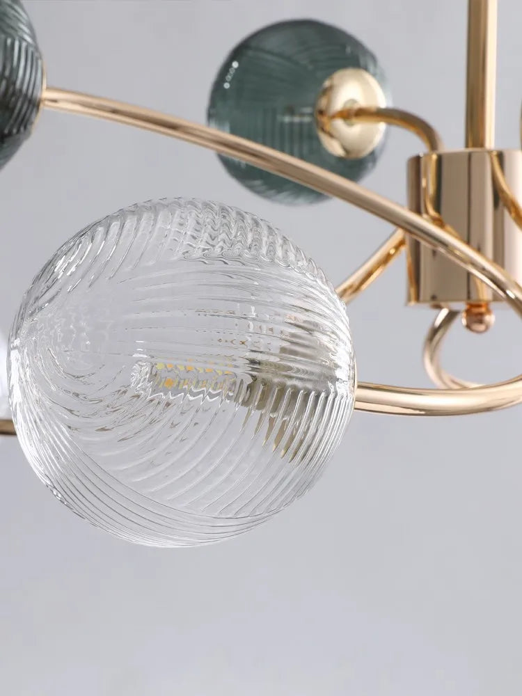 lustre nordique luxueux brillant avec boule de verre - vue 6 sur 9