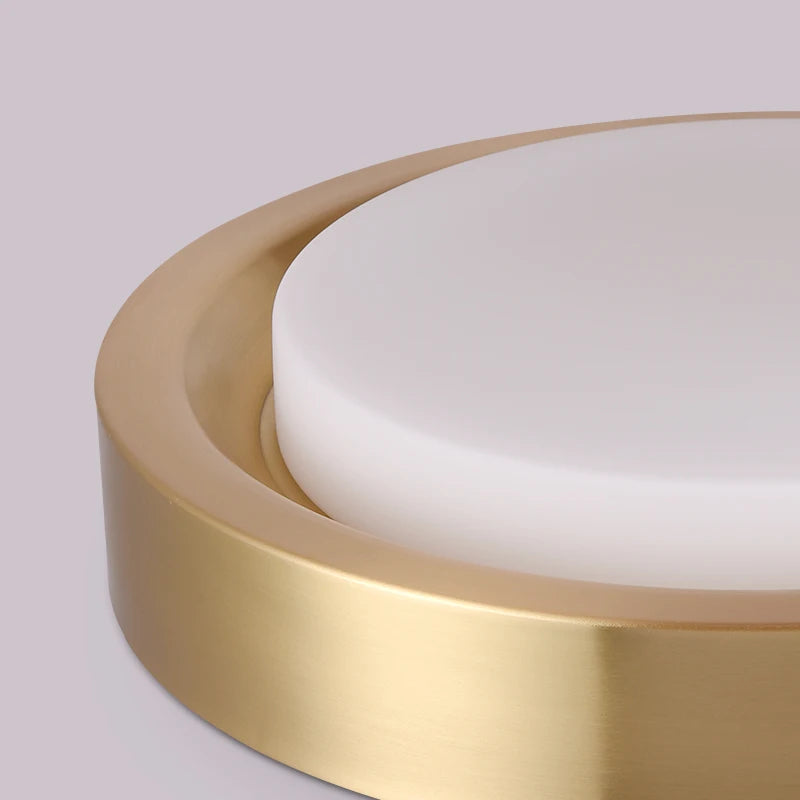 plafonnier rond en cuivre avec abat jour en verre moderne - vue 6 sur 8