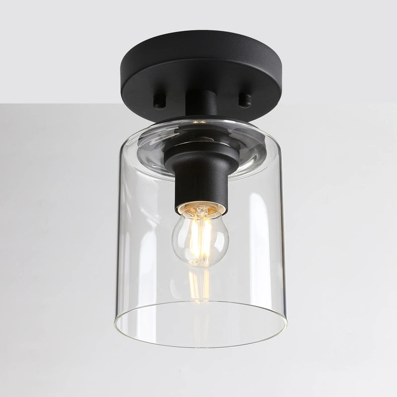 Plafonnier avec abat-jour en verre transparent