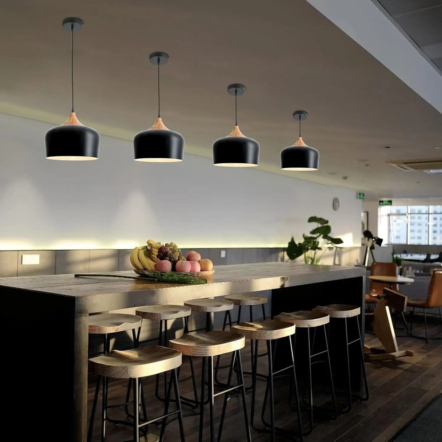Suspension nordiques en bois massif abat-jour en aluminium lampe suspendue pour la maison Restaurant Bar hôtel café décor à la maison éclairage intérieur - vue 7 sur 8