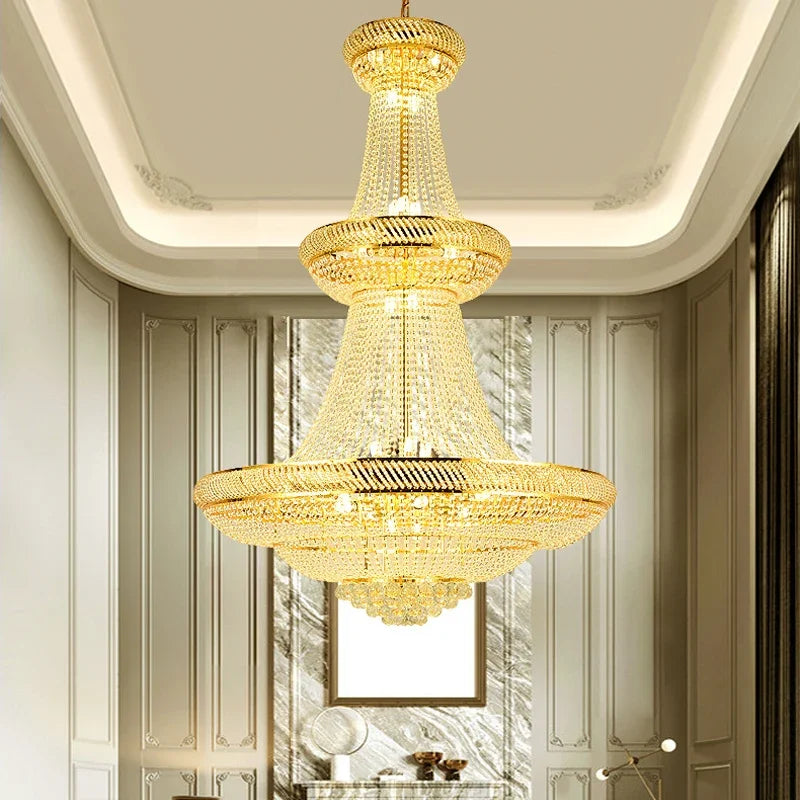 lustre moderne en cristal led pour hall d'entrée luxueux - vue 5 sur 8