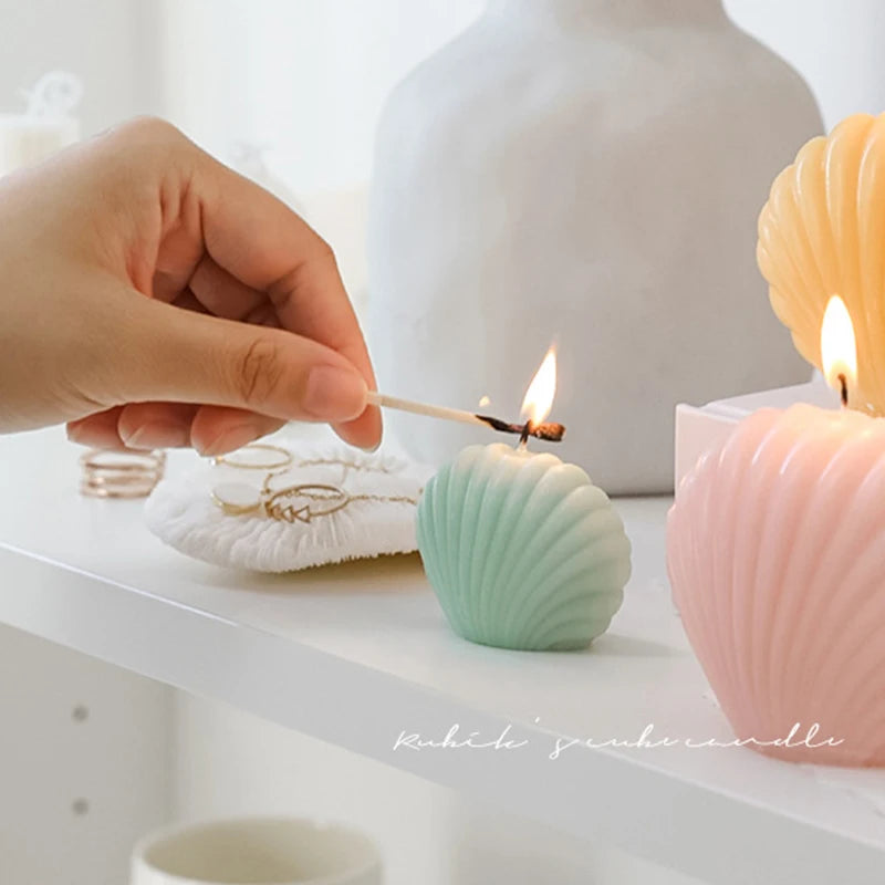 bougies parfumées coquillage en cire de soja naturelle décoratives - vue 6 sur 12