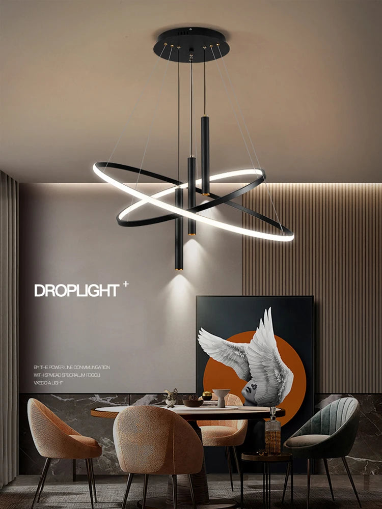 Lustres LED rondes modernes pour salon salle à manger cuisine île Lustre suspension lumières luminaire décor à la maison éclairage intérieur - vue 3 sur 15