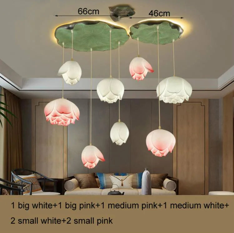 Suspension fleur Lotus style rétro LED - vue 19 sur 22