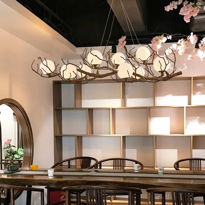 lustre rétro nordique style wabi-sabi personnalisé pour restaurant et boutique - vue 7 sur 14