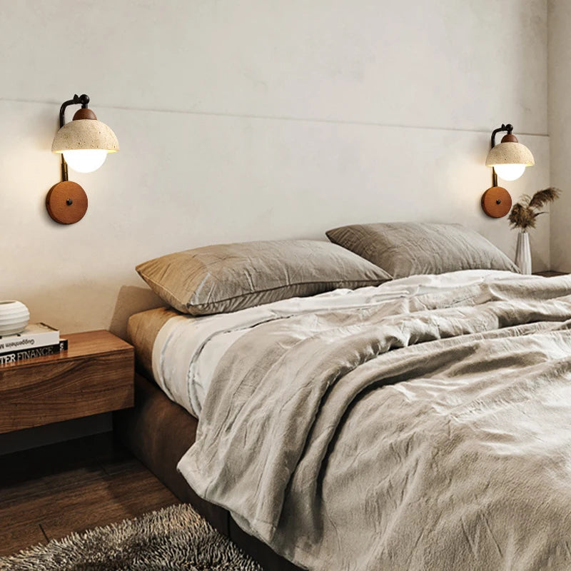 Applique murale led moderne en travertin demi-cercle ambiance simple - vue 4 sur 6