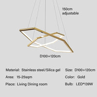 Moderne luxe or LED suspension lumières salon salle à manger éclairage décor Lustre Lustre intérieur chambre suspendus luminaires