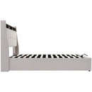 VSOGA Upholstered Bed with USB, 90/140/160/180 x 200 cm, LED Double Bed, Metal Slatted Frame, Linen  (Mattress Not Included)