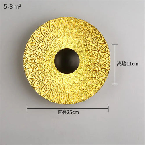 applique murale LED ronde en métal nordique décoratif pour intérieur moderne