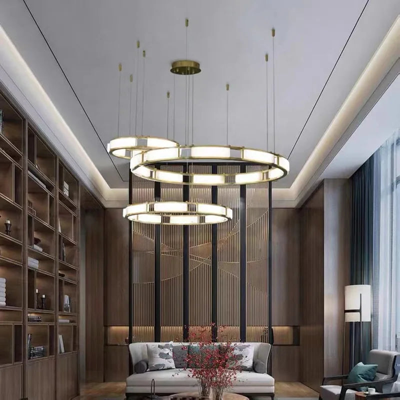 lustre rond en marbre led post-moderne à intensité réglable - vue 4 sur 10