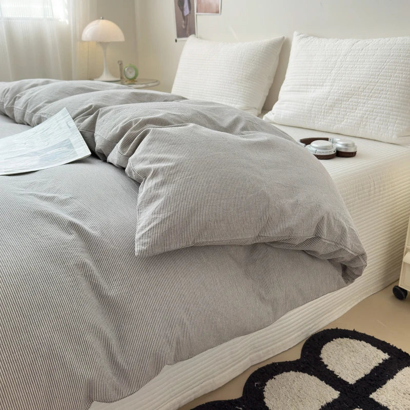 housse de couette en coton unie avec fermeture éclair
