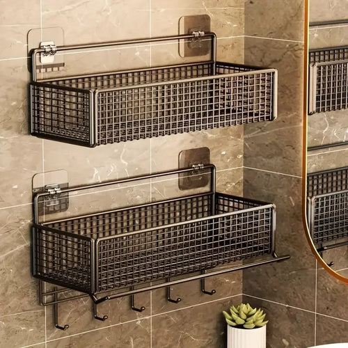 panier de rangement mural en métal pour accessoires peu encombrant