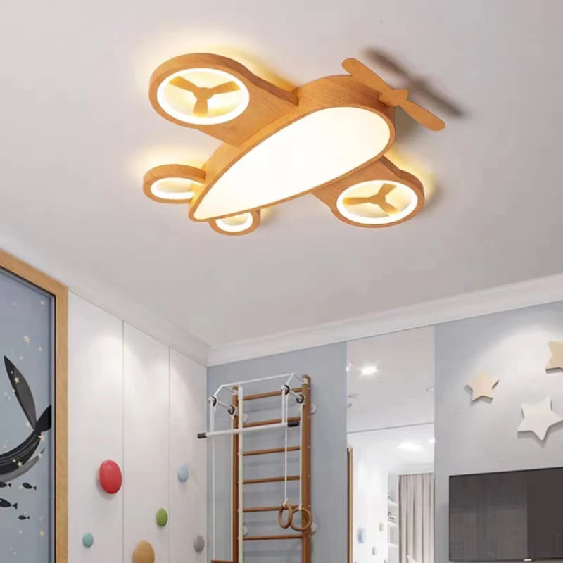plafonnier led avion design nordique pour chambre enfant - vue 3 sur 8