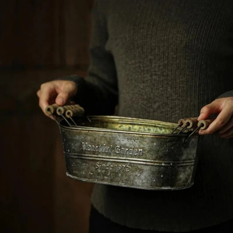 panier de rangement en métal vintage pour fleurs et fruits - vue 6 sur 6