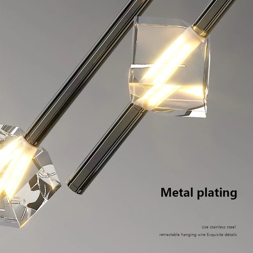 Minimalist pendant light with cube crystal decor - vue 5 sur 12