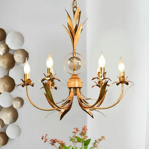 lustre en fer vintage rétro à 6 bras pour éclairage nostalgique - vue 3 sur 7