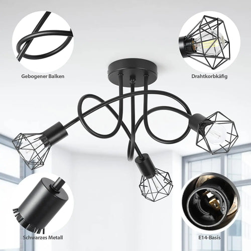 LED E14 Modern Spider Lamp for Home Decoration, Simple Lighting, Roof Lamp for Bedroom, Dining Room and Living Room - vue 4 sur 7
