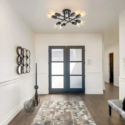 lustre spoutnik postmoderne en fer à tiges multiples pour maison