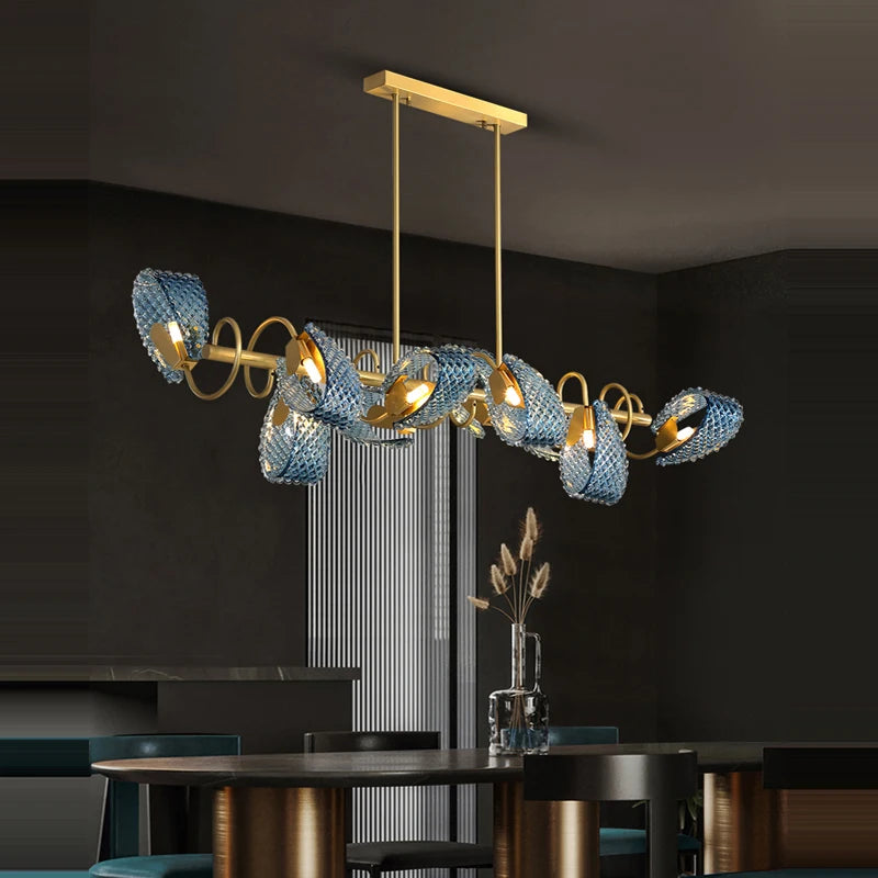lustre artistique en verre de cristal avec led or - vue 3 sur 21