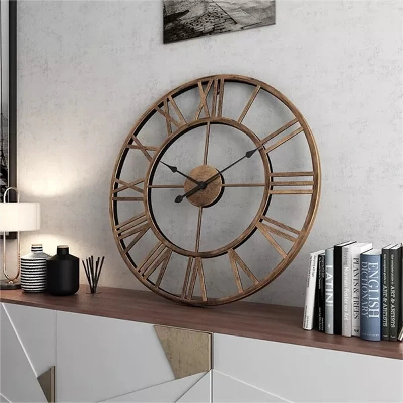 horloge murale 3D rétro en métal style nordique silencieuse et précise - vue 6 sur 8