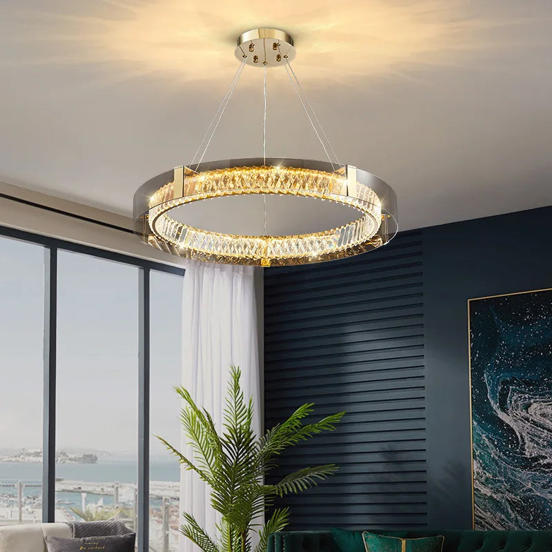 plafonnier rond cristal de luxe led pour décoration intérieure - vue 6 sur 15