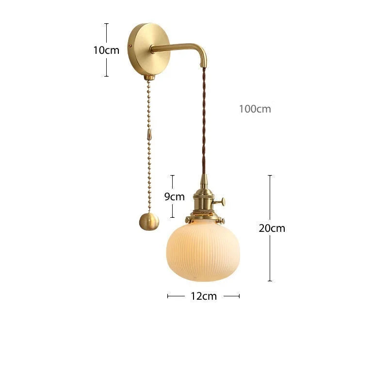 Applique murale dorée moderne céramique fil ajustable LED - vue 15 sur 23