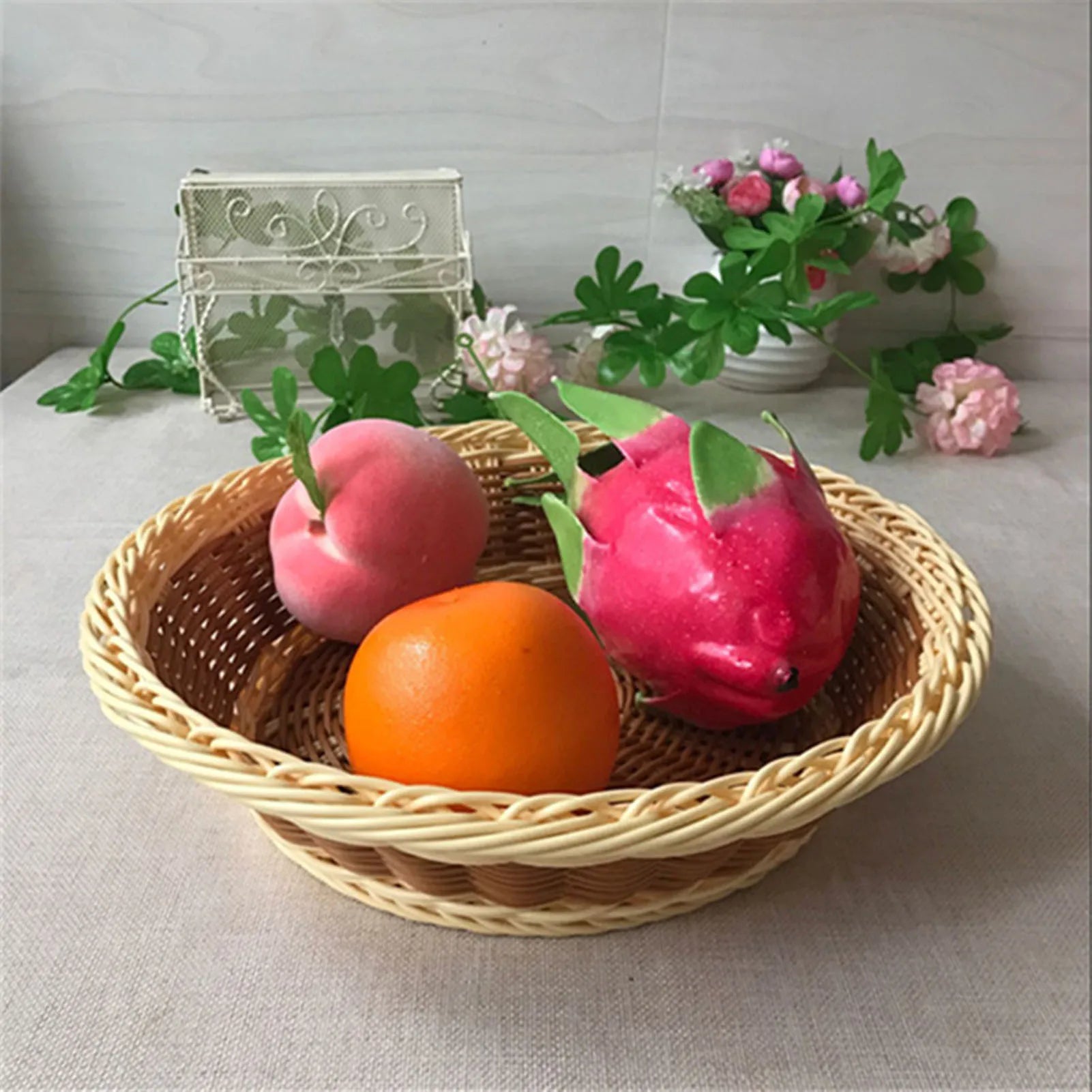 panier à fruits rond en rotin tissé à la main pour rangement alimentaire - vue 4 sur 17