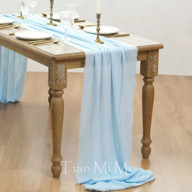 Chemin de table coton gaze style vintage mariage - vue 16 sur 29