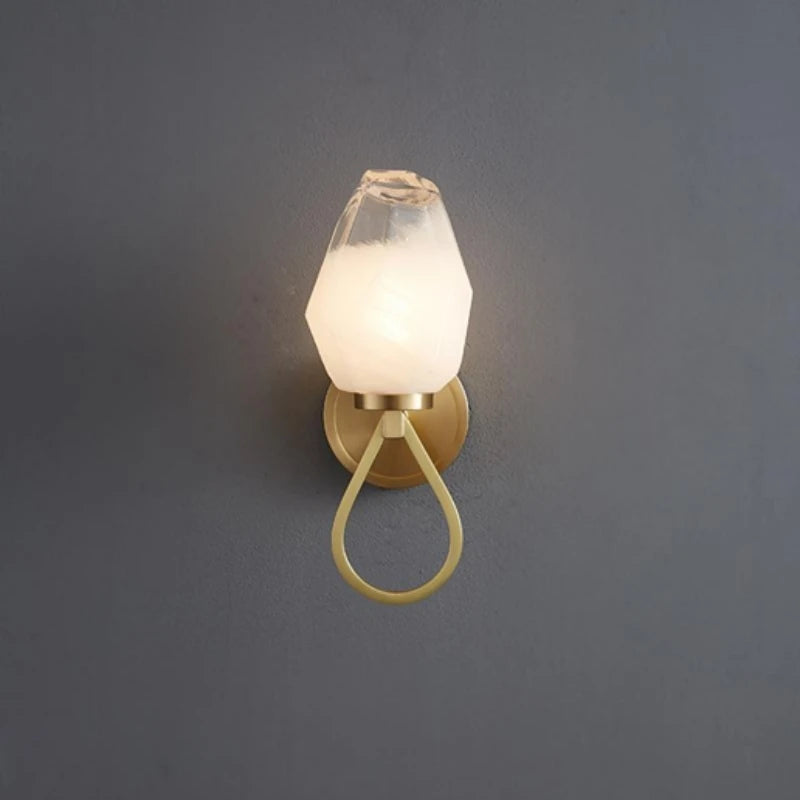 applique murale moderne en cuivre avec verre blanc pour