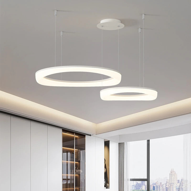 lustre circulaire à led design nordique moderne et créatif - vue 5 sur 20
