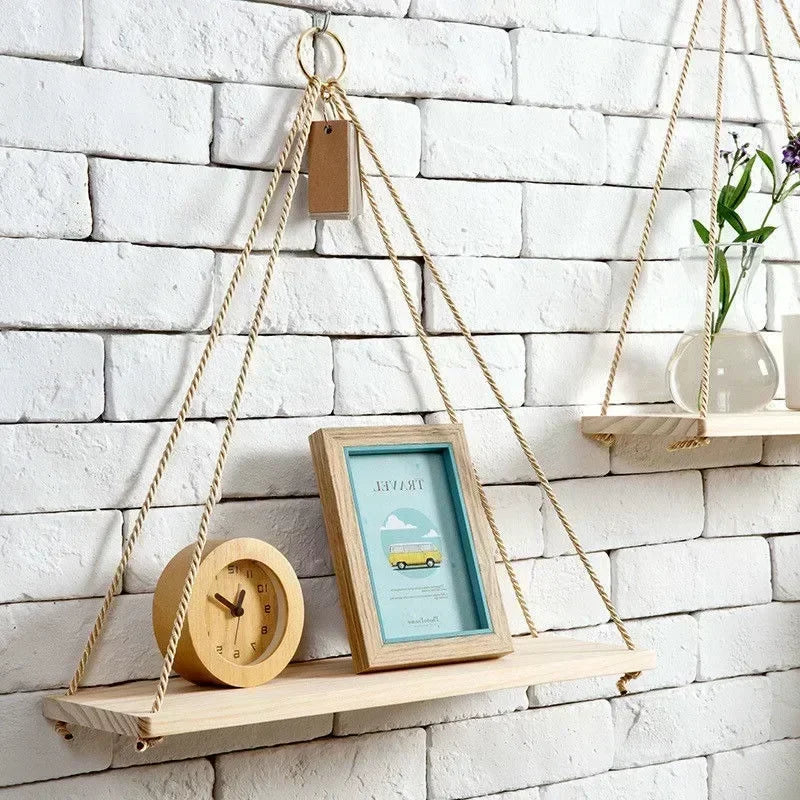 balançoire murale en corde et bois pour décoration nordique - vue 3 sur 13