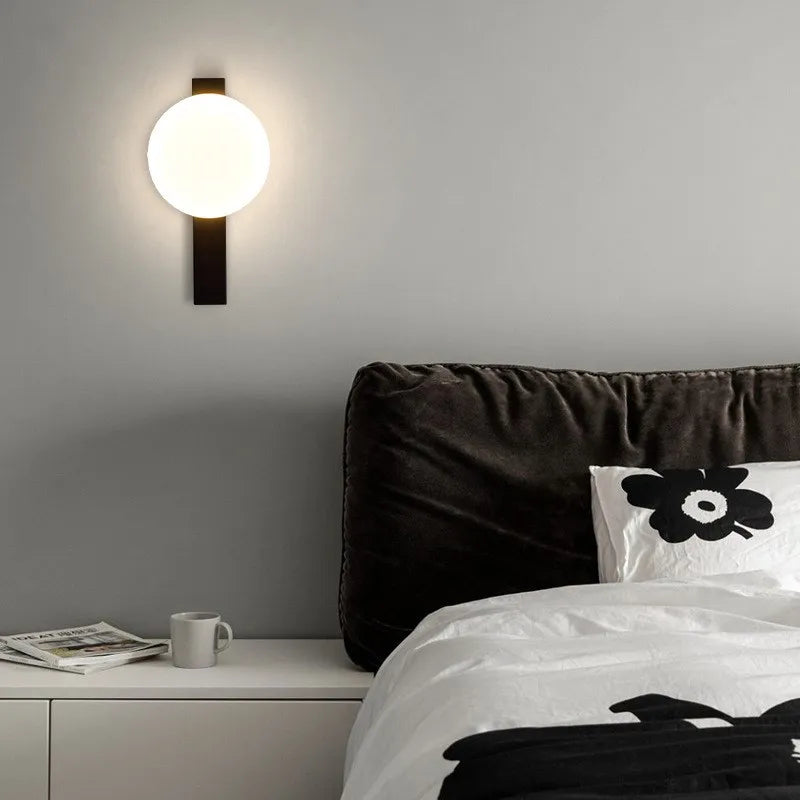 Applique murale en verre moderne noire longue orbe lumière pour salon escaliers chambre salle d'étude balcon couloir restaurant luminaires - vue 5 sur 9
