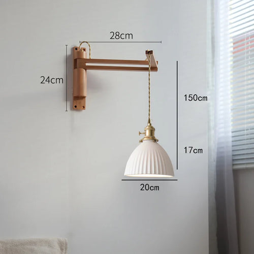 applique murale led rétro japonaise télescopique en laiton et verre