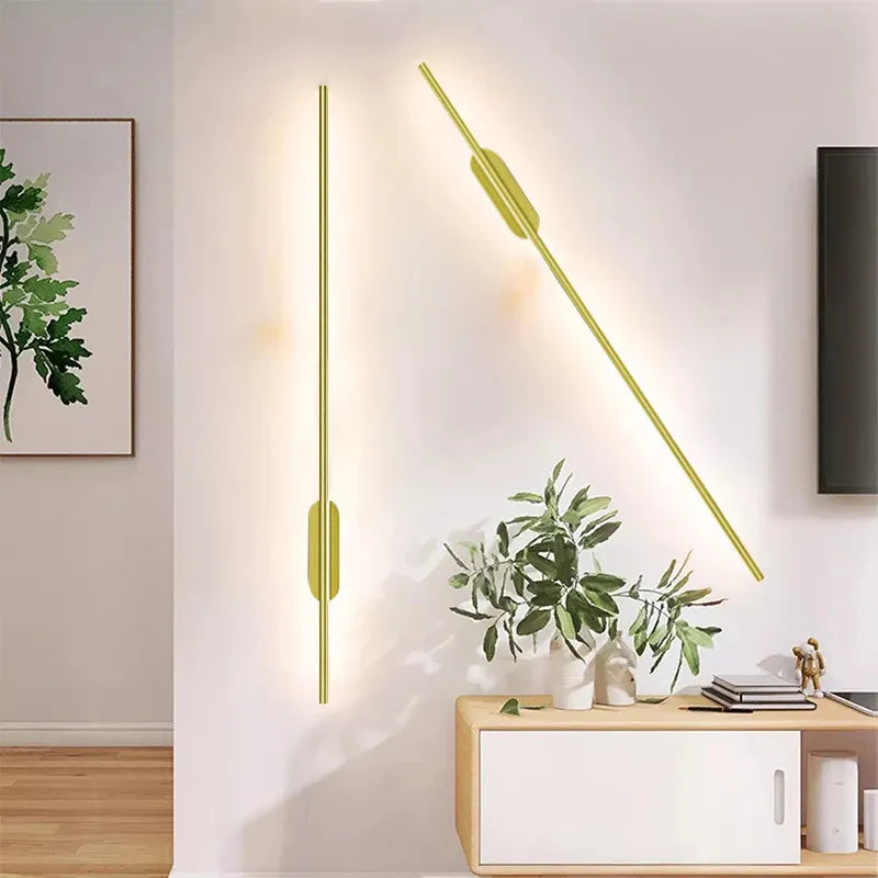 Une paire applique murale LED lampe moderne or applique murale LED applique salon décor à la maison applique murale pour escalier couloir 60/100 cm 2 pièces - vue 3 sur 10