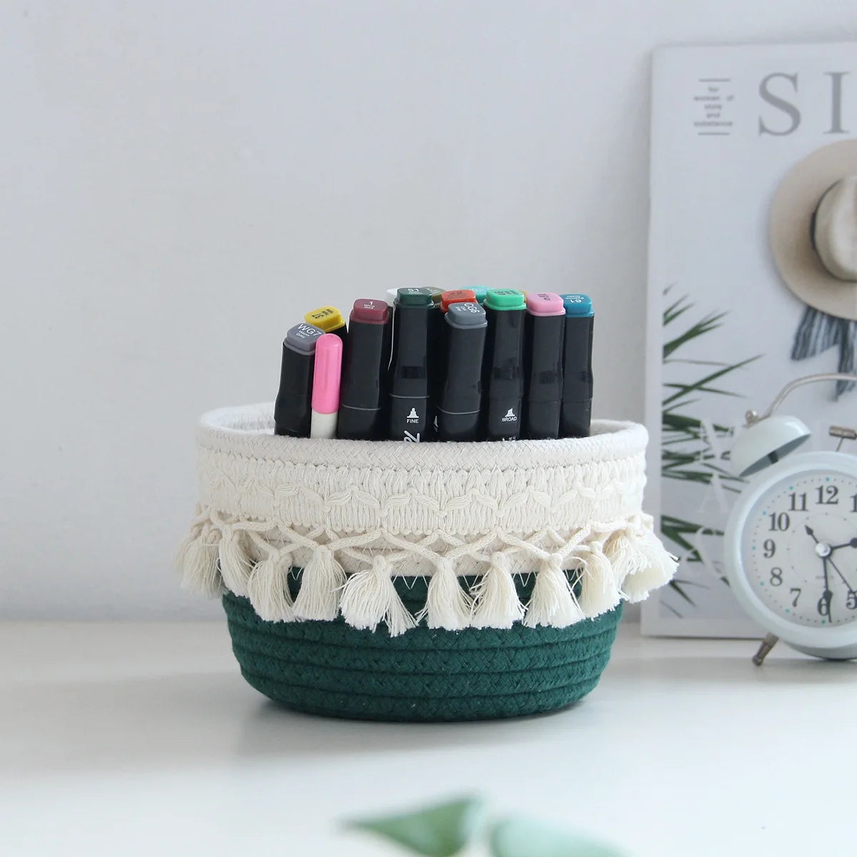 minimalist cotton rope pen storage box