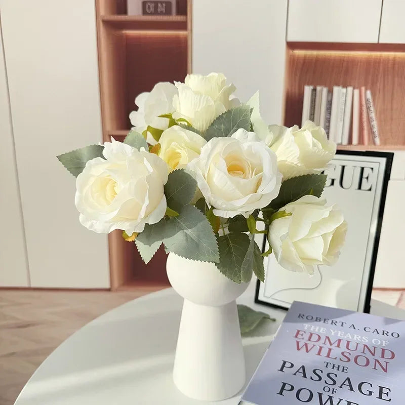 bouquet de roses artificielles en soie pour mariée décoration élégante - vue 4 sur 16