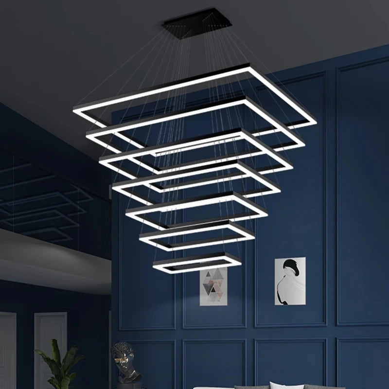 lustre led moderne salon maison plafond luxe intérieur - vue 3 sur 17
