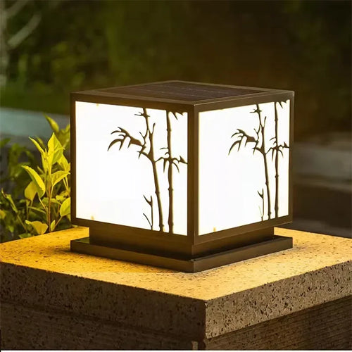 Vintage square waterproof outdoor post lamp for garden and terrace - vue 3 sur 14