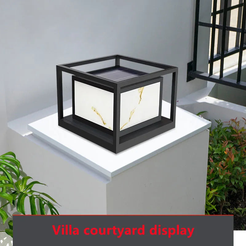lampe de jardin en marbre solaire étanche pour extérieur - vue 4 sur 14