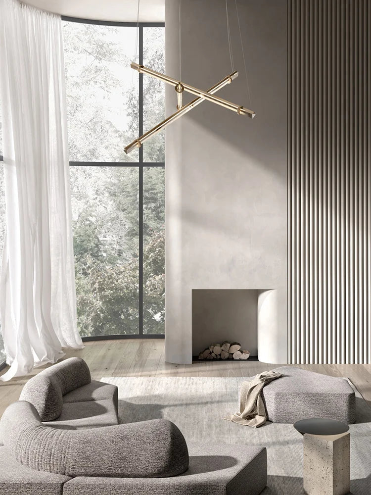 Modern acrylic and copper chandelier minimalist decorative design - vue 3 sur 8
