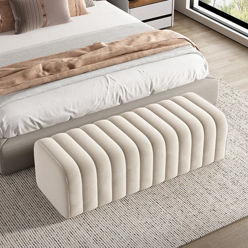 banc en velours nordique repose-pieds doux et élégant - vue 12 sur 14