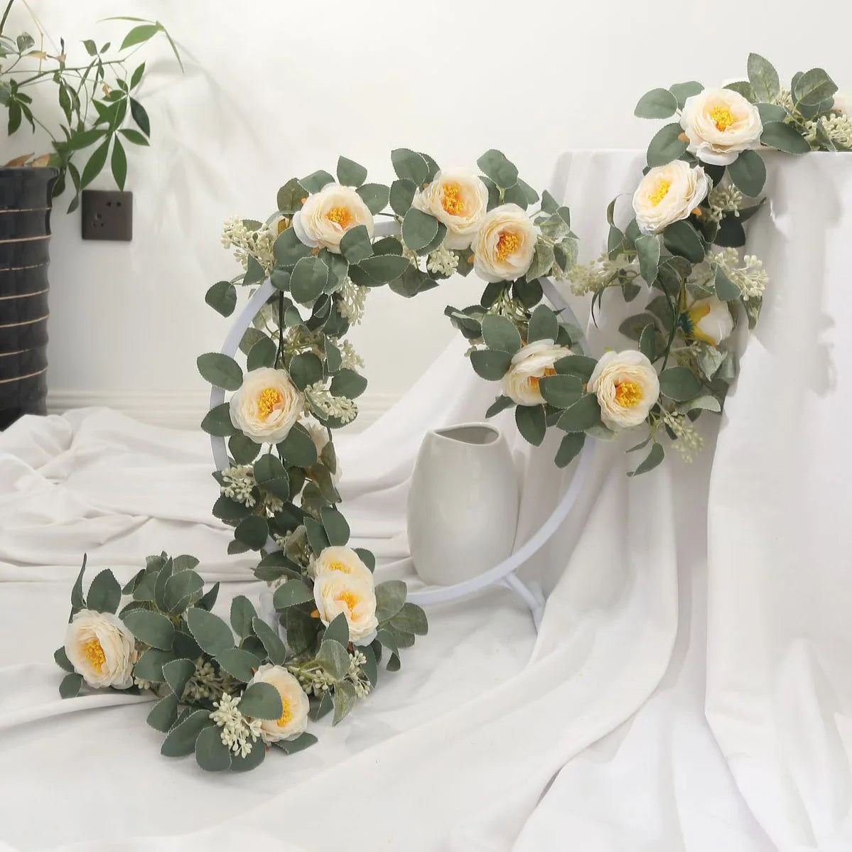 soie simulation rose fausse fleur vignes décoratives artificielles - vue 2 sur 11